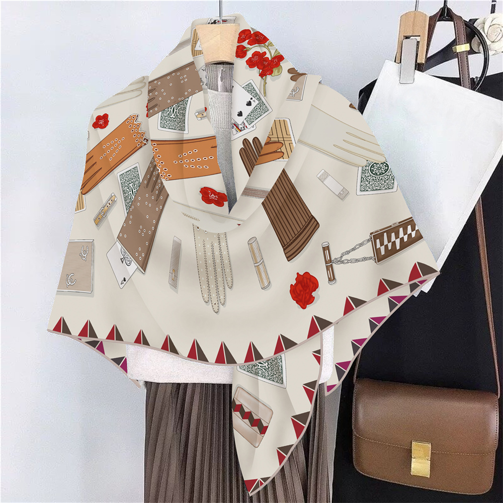 Écharpes et foulards en soie de marque, écharpe en soie cachemire à double impression, châles pour femmes, hijabs de luxe, foulard carré plissé, foulard de cou