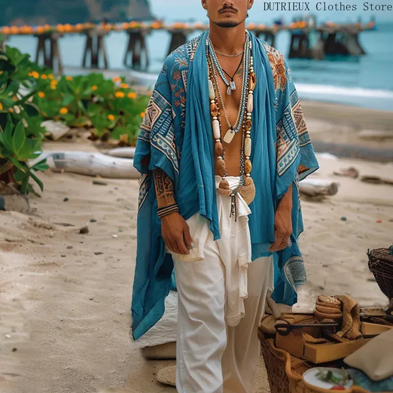 Vêtements de protection solaire de plage décontractés pour hommes, style bohème, châles College de vacances, adaptés aux cardigans pour hommes, de tous les éléments