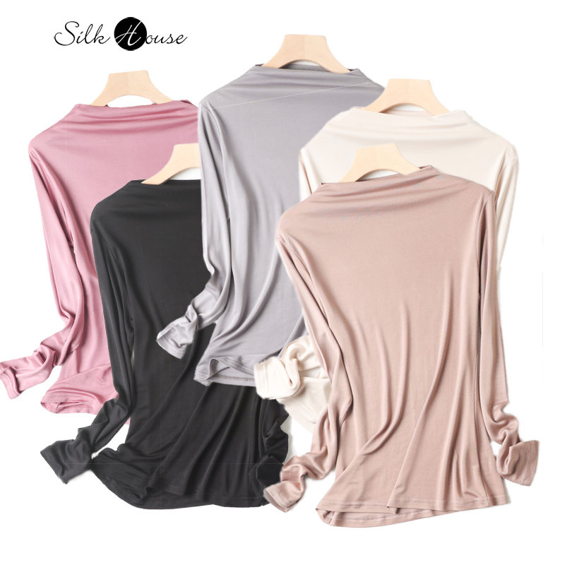 T-shirt à manches longues Mulberry Injogo, chemise double face, col haut, mince, sexy, nouveau, automne, hiver