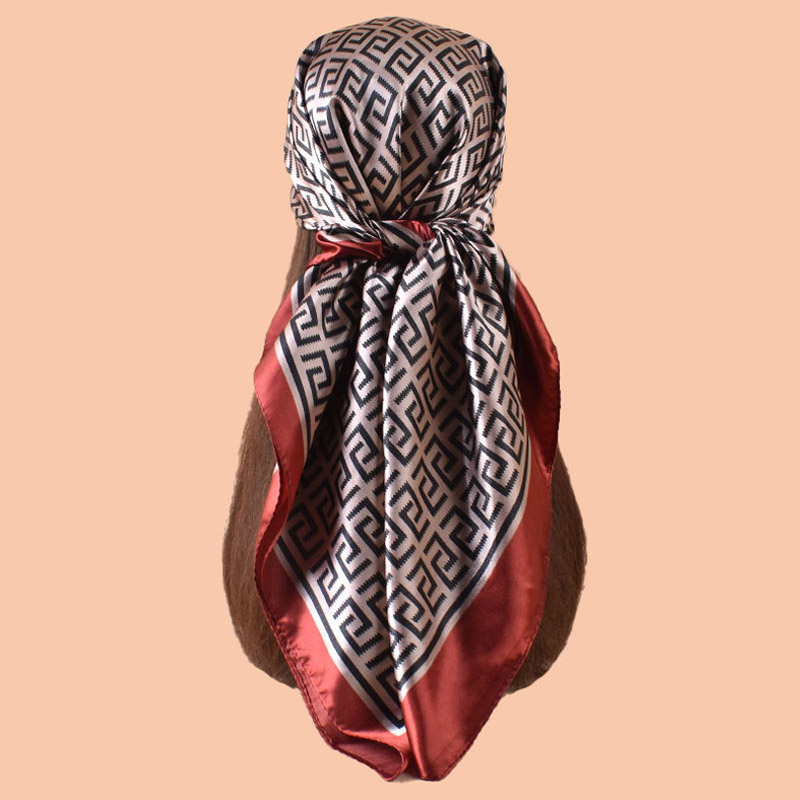 Foulard en soie de haute qualité, couvre-chef pour femmes, quatre saisons, Hijab, Bandana de luxe, 90x90cm