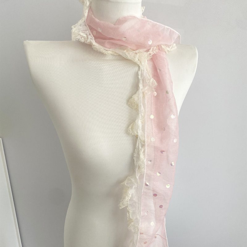 Nouvelle écharpe fine en dentelle printemps-été, protection solaire, polyvalente, mignonne, style JK, vintage à pois, accessoire de jupe pour l'extérieur
