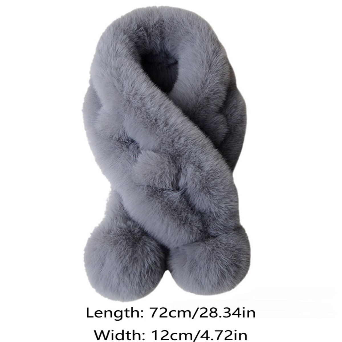 1pc peluche croix écharpe fausse fourrure de lapin épaissi en peluche boule thermique écharpe épaisse hiver femmes cou plus chaud col foulard