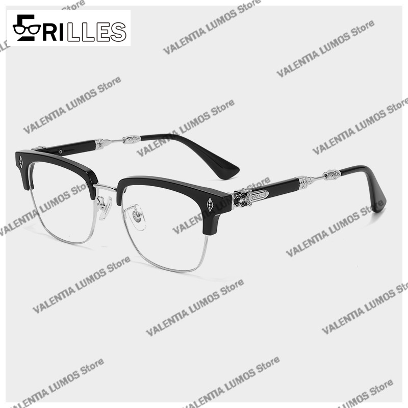 Lunettes à monture TR surdimensionnées à la mode pour hommes, blocage de la lumière bleue, design d'accent en métal - Lunettes de mode haut de gamme