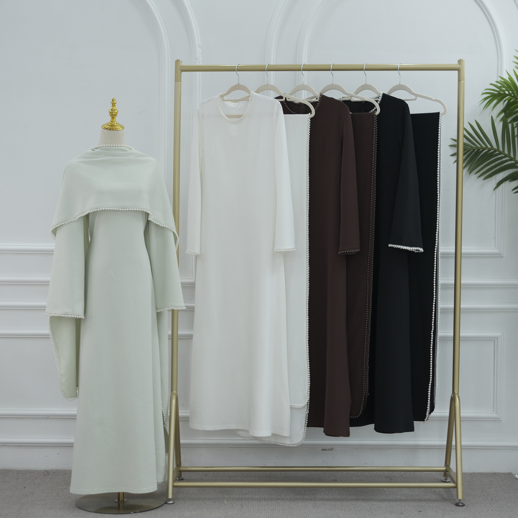 Robe marocaine pour femme, Abaya musulmane perlée, Abayas de Dubaï, Ensemble cape et manteau, Caftan, Robe, Caftan Ramadan orné de diamants, Caftan Jalabiya 2026