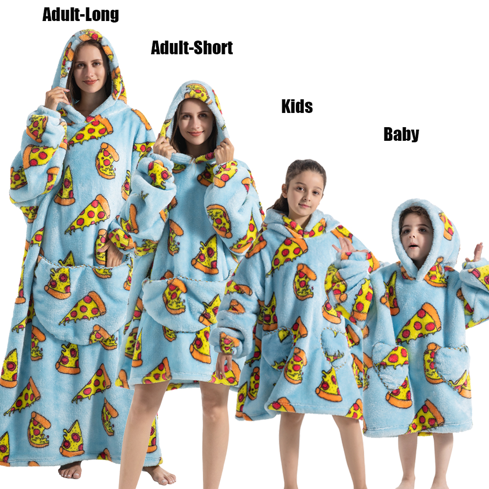 Hiver femmes vêtements adultes enfants en peluche polaire sweats à capuche Homewear pyjamas Super chaud sweats à capuche hauts pullover surdimensionné