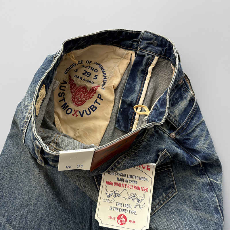 Nouvelle Collection Printemps 2026 – Jean Droit Bleu Clair pour Homme, Style Rétro Américain, Denim Délavé avec Effet Whisker