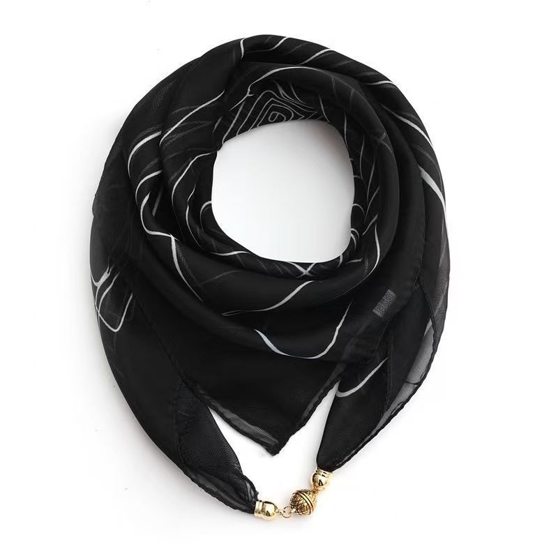 Écharpe de cou à imprimé rayé avec boucle magnétique, fixation rapide et facile, sans nœuds complexes, foulard tour de cou