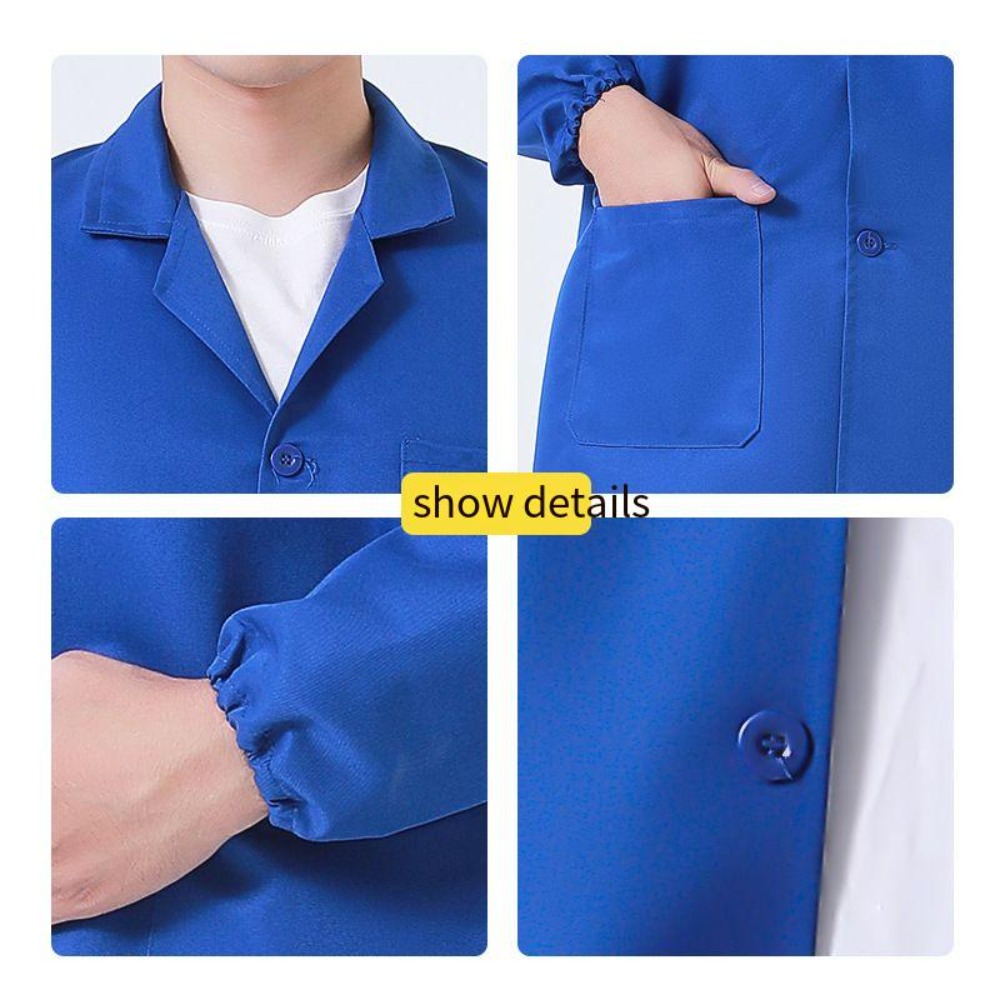 Manteau bleu manipulant des vêtements Protection du travail outillage usine Smock Smock manches longues vêtements anti-poussière