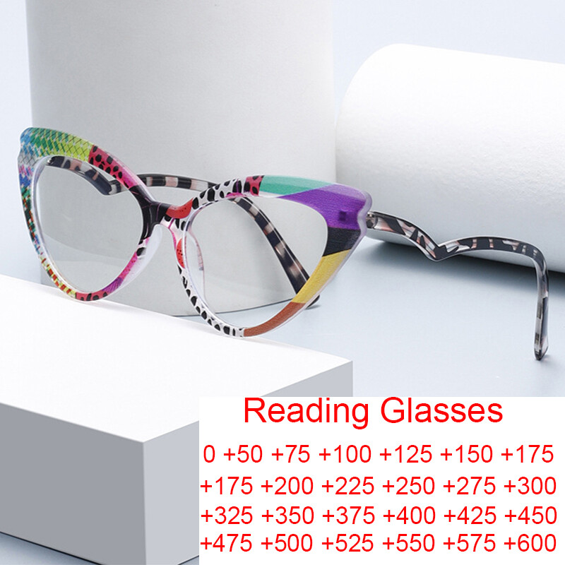 Lunettes de lecture œil de chat Chic pour femmes, Anti-lumière bleue, de luxe, pour ordinateur presbytie, monture Patchwork colorée, 2026