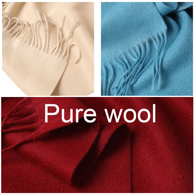 Écharpe 100% laine pour femmes/hommes hiver automne Pure laine chaude enveloppement Pashmina châle doux cachemire foulards pour dames/hommes 70*200 cm
