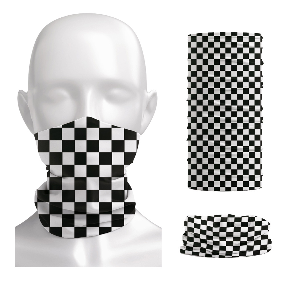 Checkered Ska imprimé bandeau cou plus chaud guêtre unisexe course cyclisme Tube écharpe Ska damier Reggae musique visage Bandana