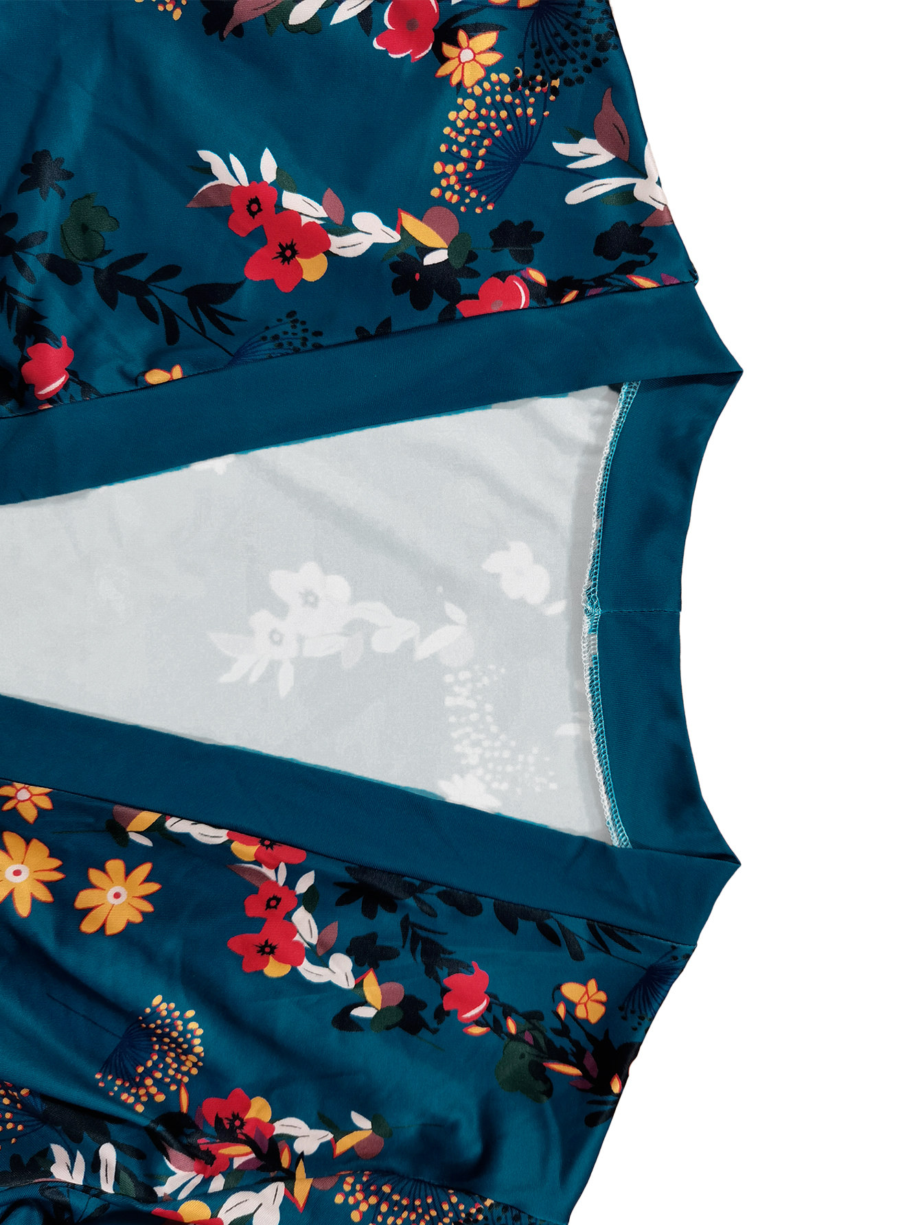 Cardigan floral à manches courtes pour femme, grande taille, imprimé floral bleu sarcelle, haut superposé ouvert sur le devant pour le printemps et l'automne