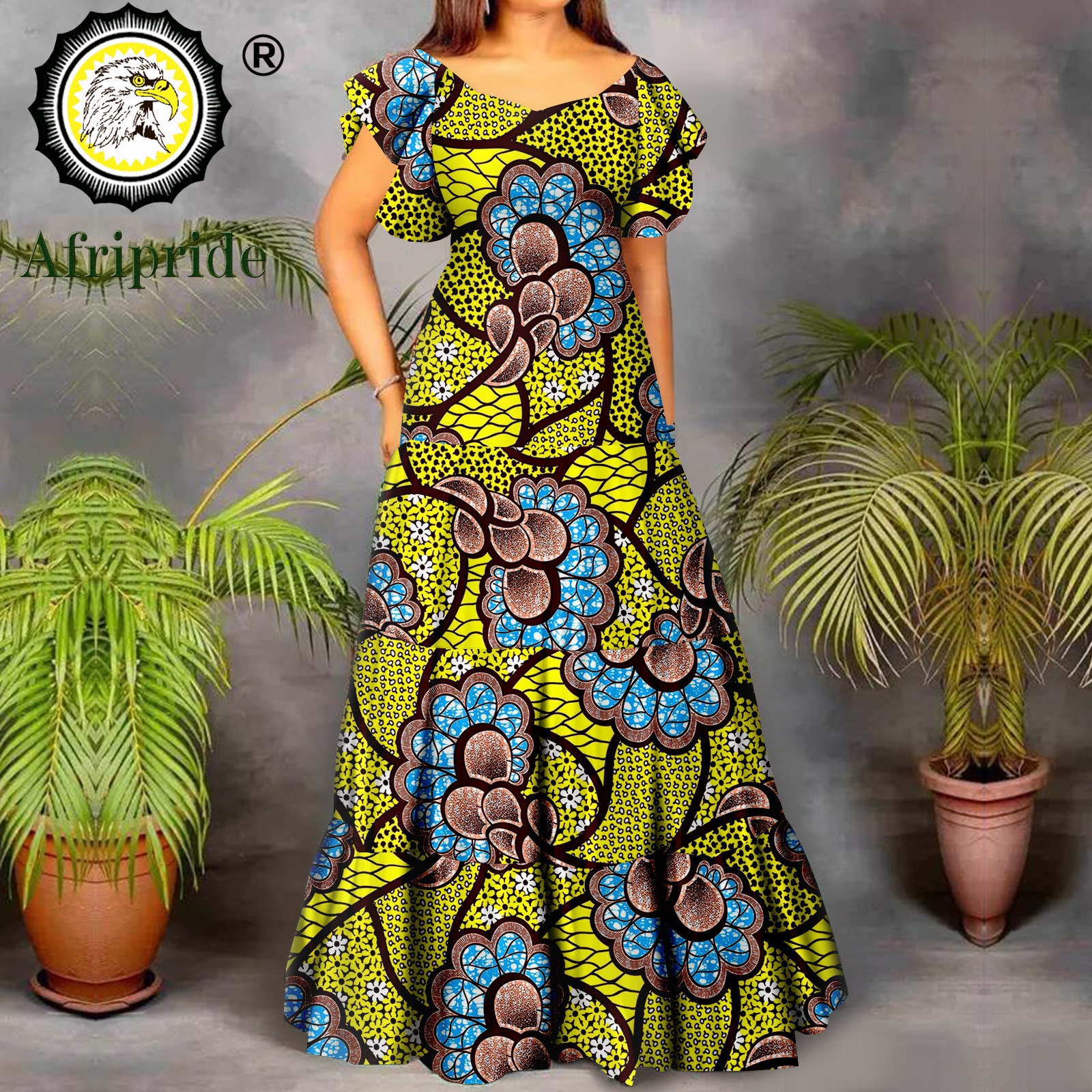 Robe africaine pour femmes, manches courtes, taille haute, Dashiki, tenue imprimée Ankara, Maxi, soirée de mariage, A2225021
