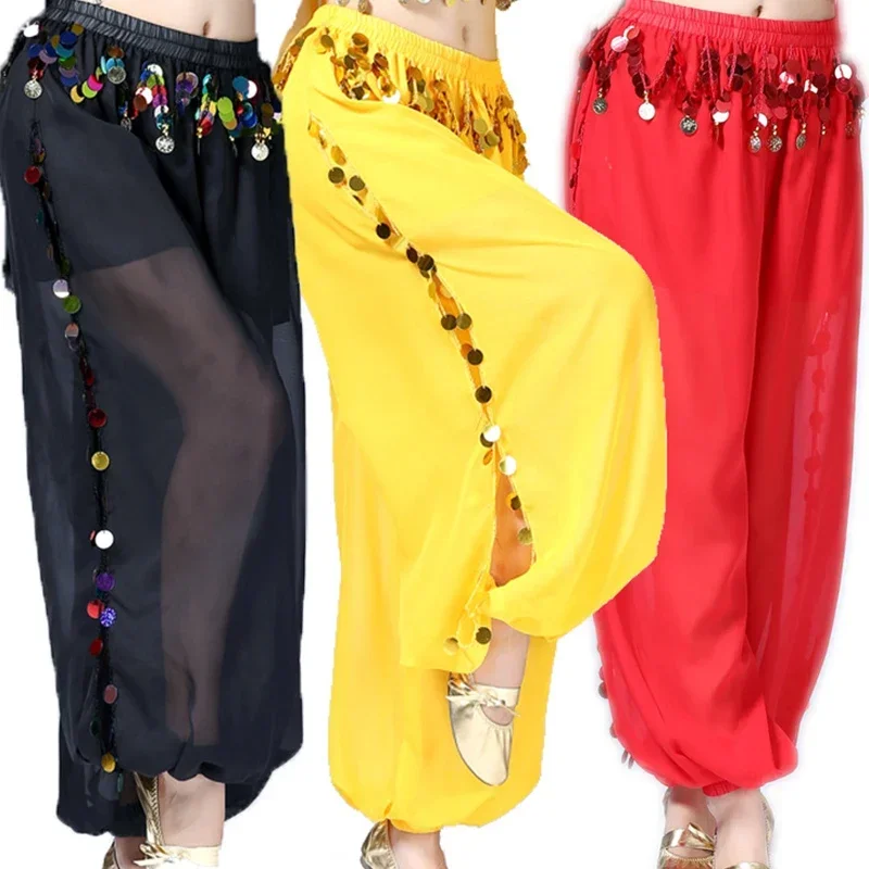 Pantalon de danse du ventre pour femmes, sarouel Genie, Costume Tribal de danse du ventre orientale, pantalon Bloomers brillant indien