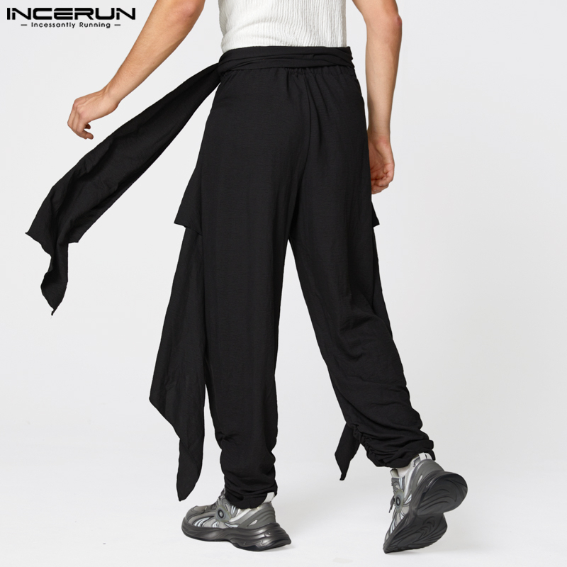 Pantalon décontracté pour homme, mode été printemps, pantalon harem plissé, pantalon long INCERUN, streetwear, vêtements pour homme grande taille S-5XL