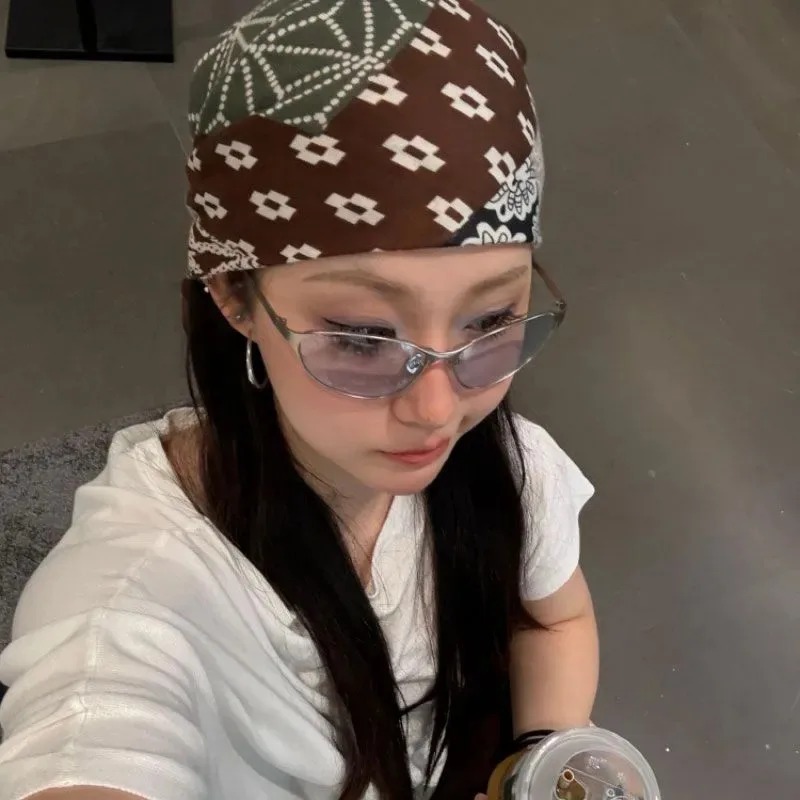 Mode Y2K filles coton Floral foulard femmes coréen coton lin carré écharpe élégant cou foulards petites enveloppes Bandana