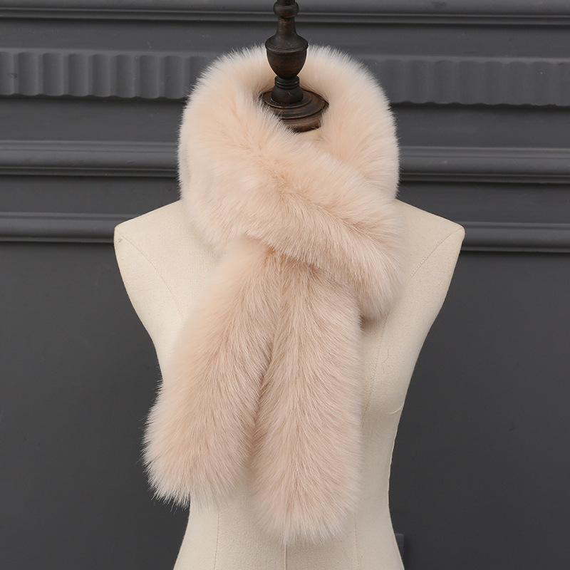 Écharpe en fourrure d'hiver pour femmes, écharpe en peluche moelleuse, couleur unie, foulard épais pour l'extérieur, étole