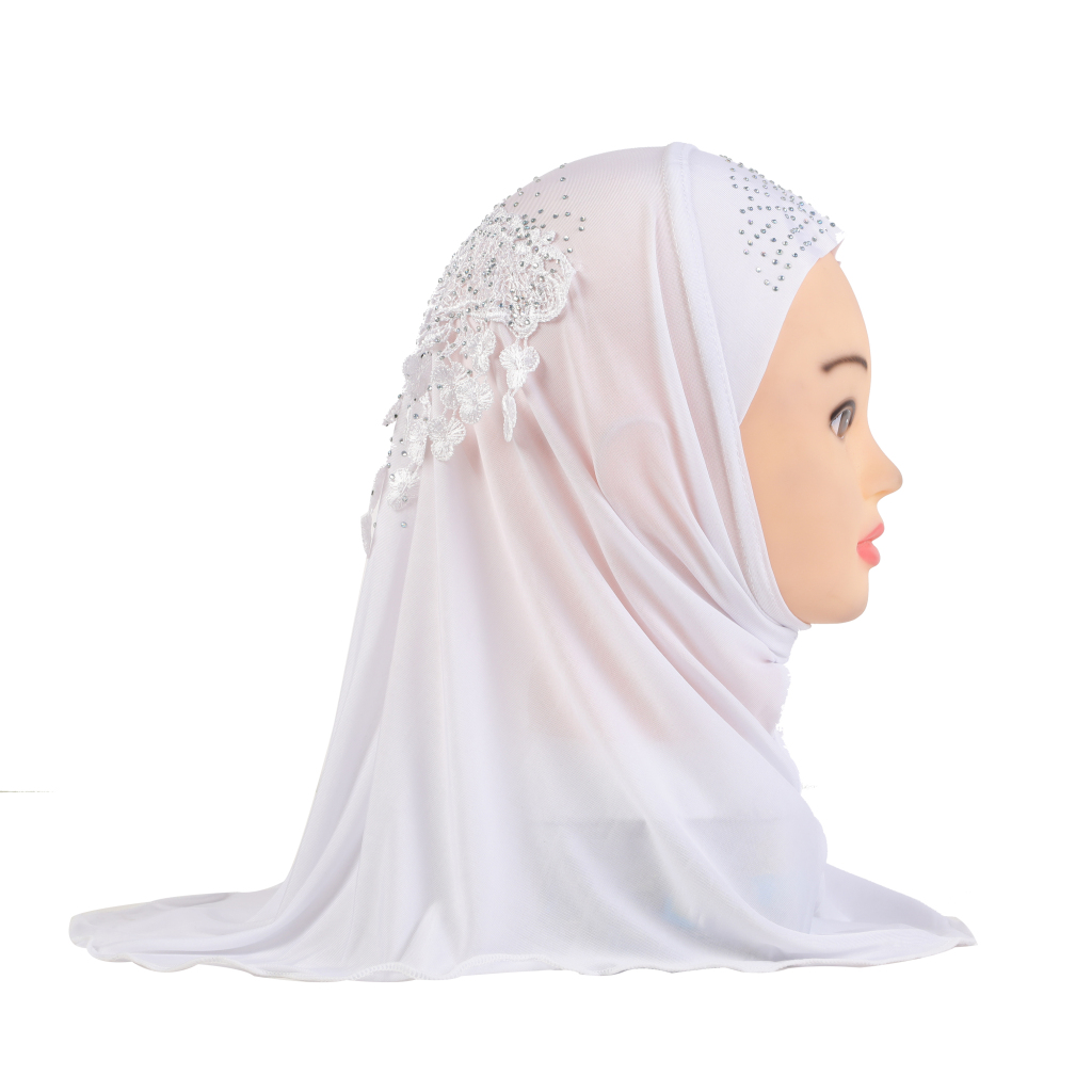 H045a détail musulman 2-5 ans petites filles couverture complète Hijab solide sous-écharpe chapeaux islamiquesTurban casquettes bandeau Bonnet écharpe châle