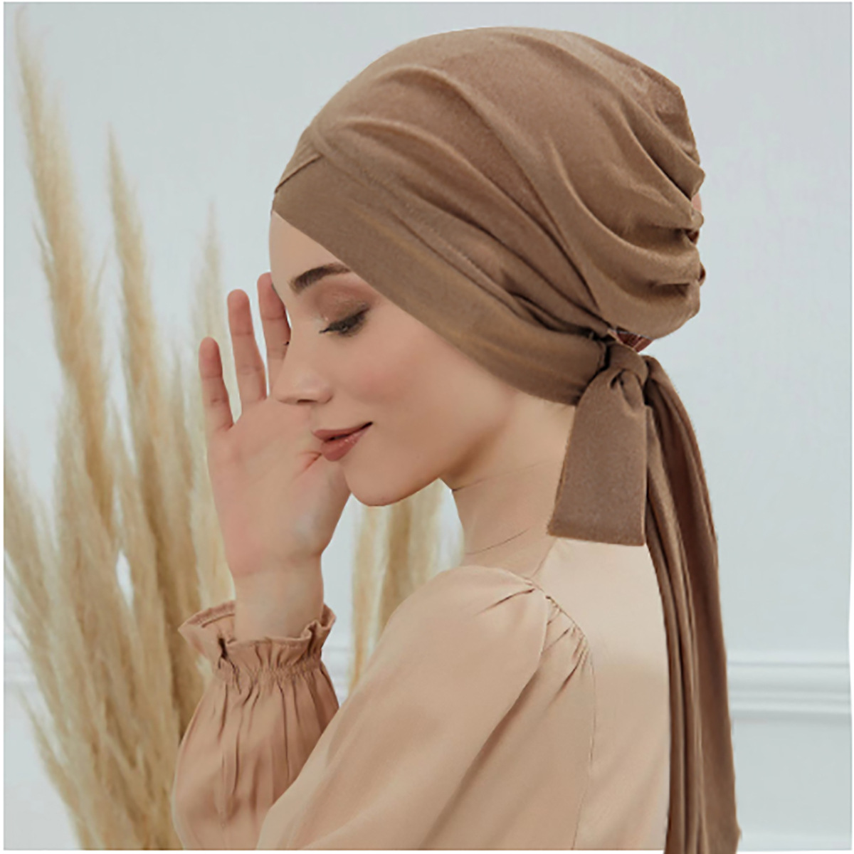 Fronte croisée femmes Hijab couleur unie dames musulmanes Turban Bonnet longue queue tête enveloppement foulard chapeaux indiens