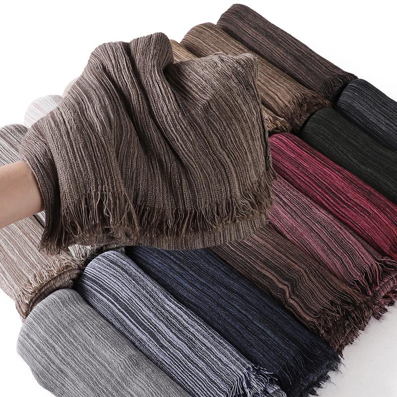Nouveauté femmes musulman écharpe châles solide Foulard enveloppes grande taille plaine froissé rayonne Hijab islamique Turban bandeaux Foulard