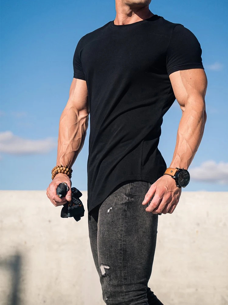 T-shirt de Fitness musculaire été hommes athloisir entraînement à manches courtes T-shirt de haute qualité coton hommes T-shirt Gym Sport chemise hauts
