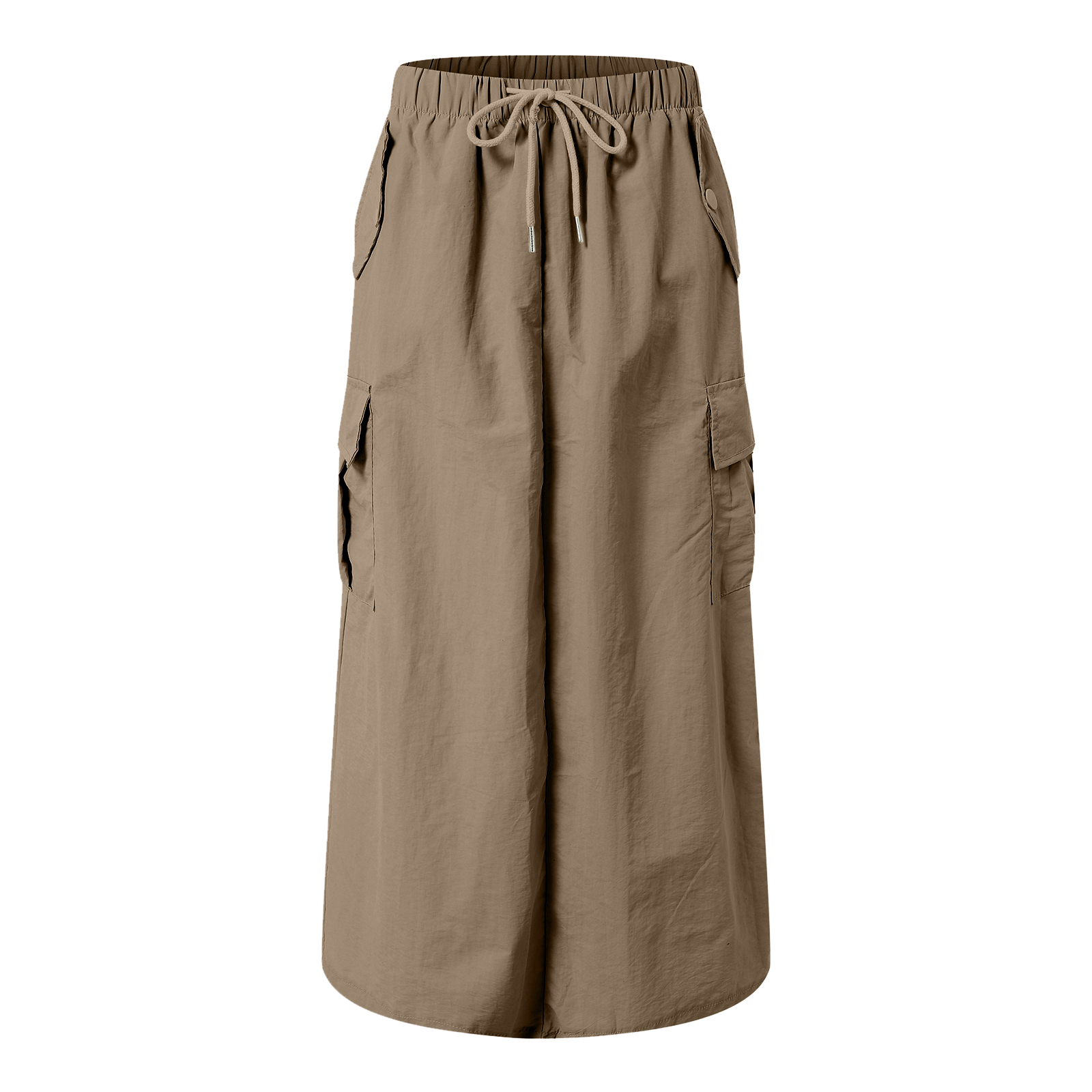 Femmes longues jupes Maxi américain rétro poches Cargo jupes taille haute avec ceintures élastiques solide Streetwear jupes pour les femmes