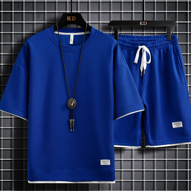 Vêtements de sport pour hommes, survêtement à la mode, t-shirts à manches courtes, Shorts, costumes 2 pièces, ensembles d'exercices de haute qualité pour hommes