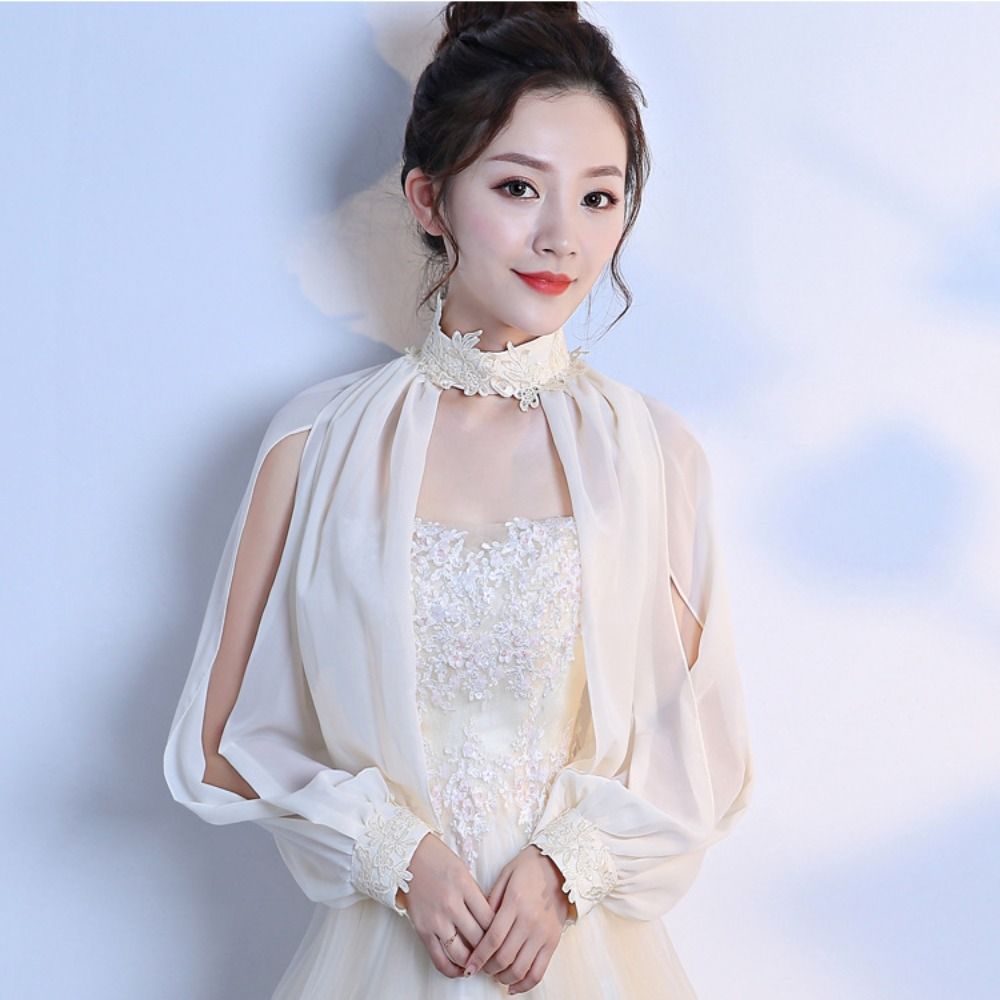 Cape Élégante en Mousseline de Soie à Manches sulfpour Cosplay, Châle Doux pour Patients de Mariage, Bal de Soirée, Mariée