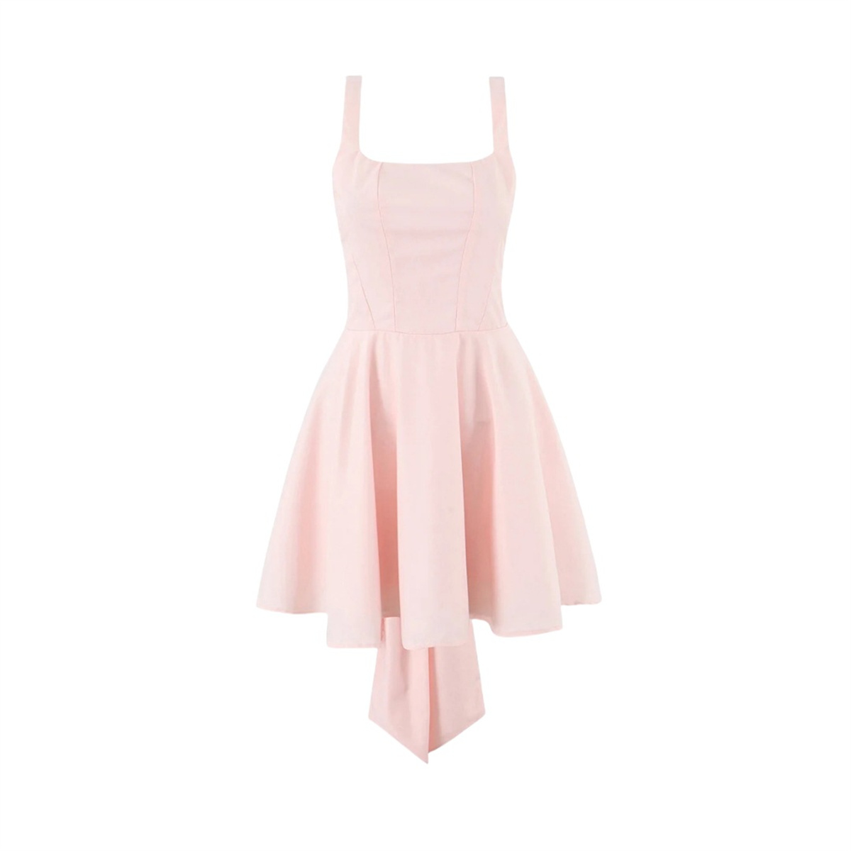 Robe Courte Blanche en Satin pour Femme, Col Carré, Bretelles Fines, Grand Nœud au Dos, Jupe Évasée – Idéale pour Mariage, Bal de Promo, Cocktail