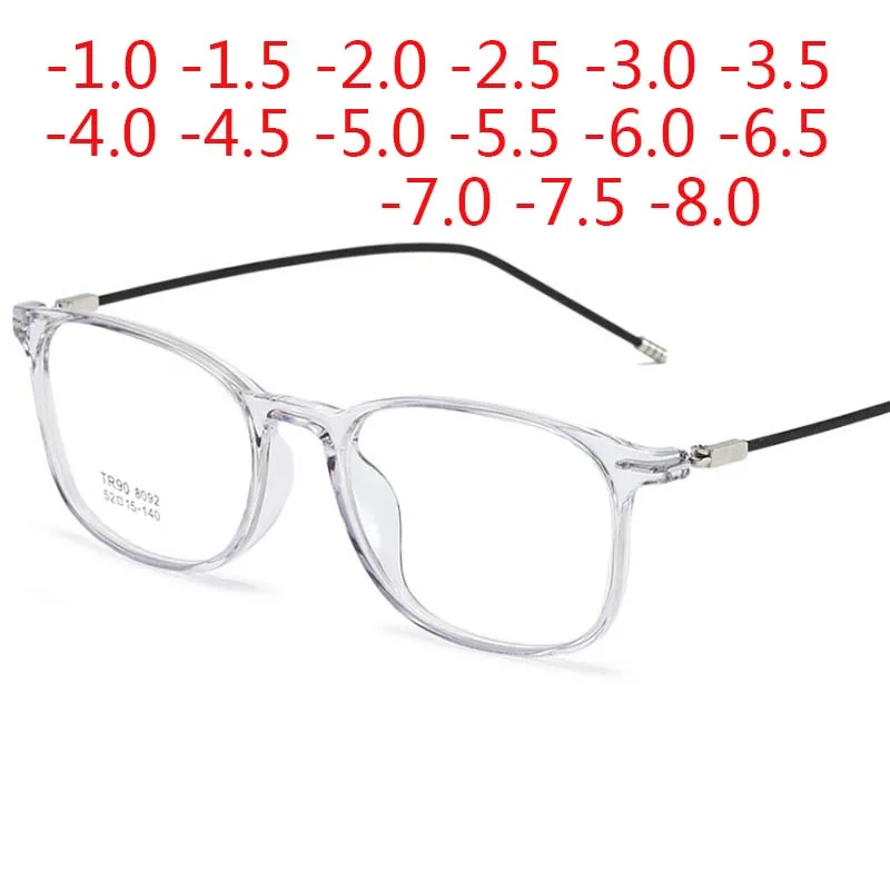 Lunettes de myopie à finition carrée rondes pour femmes et hommes, jambes fines en métal, lunettes à vue courte, Prescription-0.5 -1.0 -1.5 -2.0 à -9.0