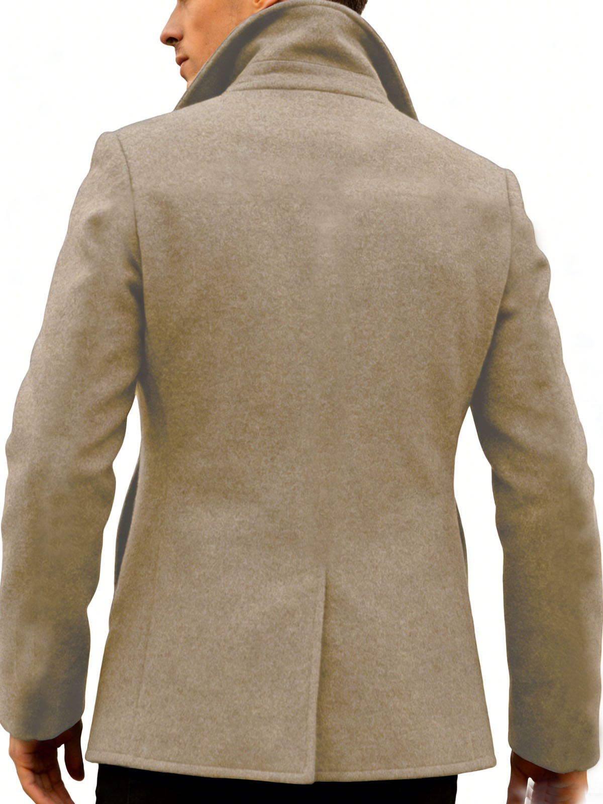 Manteau en laine pour homme, style marin, croisé, coupe ajustée, style rétro européen, épais, pour l'hiver, l'automne et le printemps