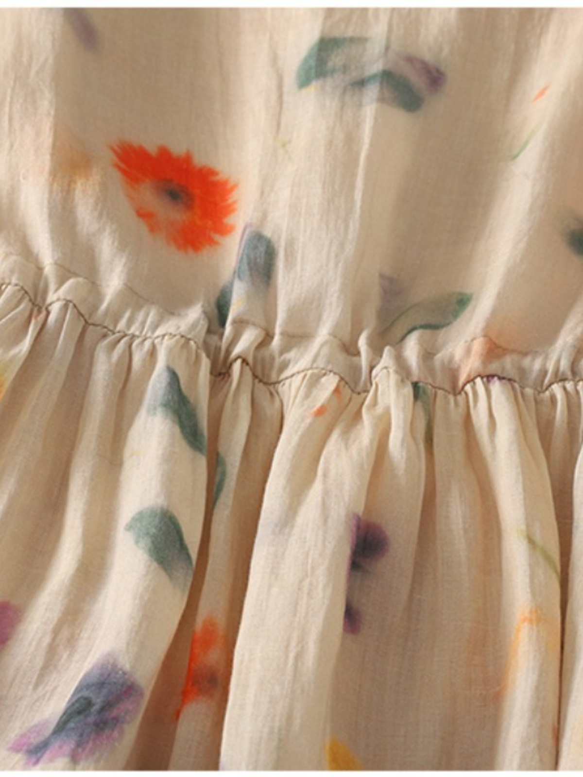 Robe en lin pour femmes, Style frais, imprimé floral, taille élastique, demi-manches, col en v, plage, vacances, ligne a, frocs Vintage