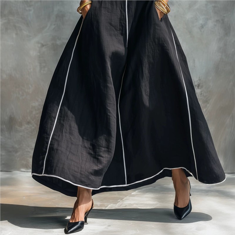 Nouvelle Robe d'été 2026 pour Femme avec Couleurs Contrastées, Sans Manches, Coupe Ample, Style Unique et Simple, Tendance et Confortable