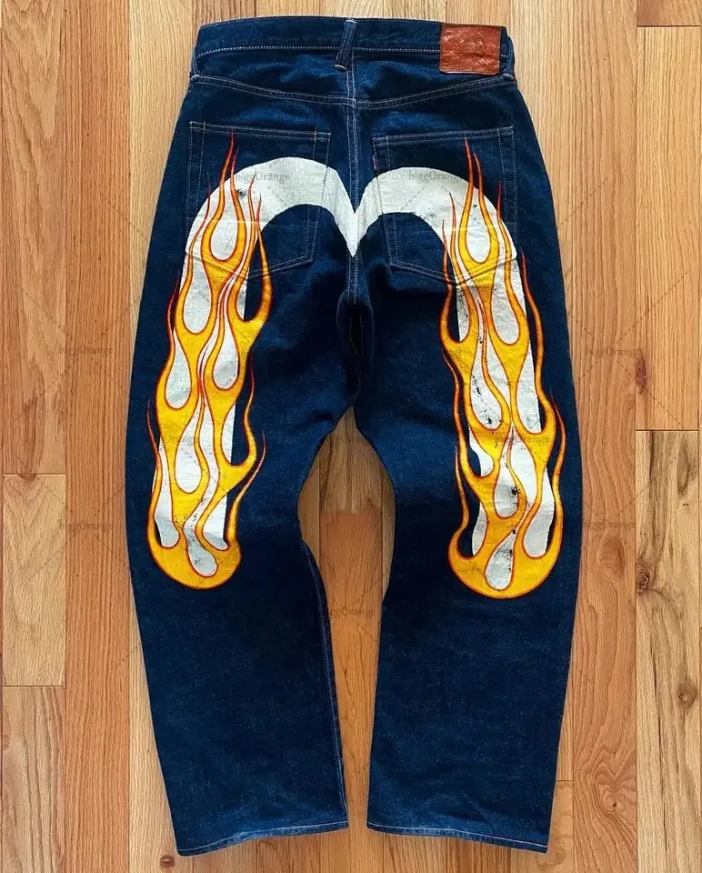 Jean gothique Y2K rétro pour femmes, Streetwear noir Cargo Punk Vintage Kpop imprimé jambes larges, pantalon en Denim, automne