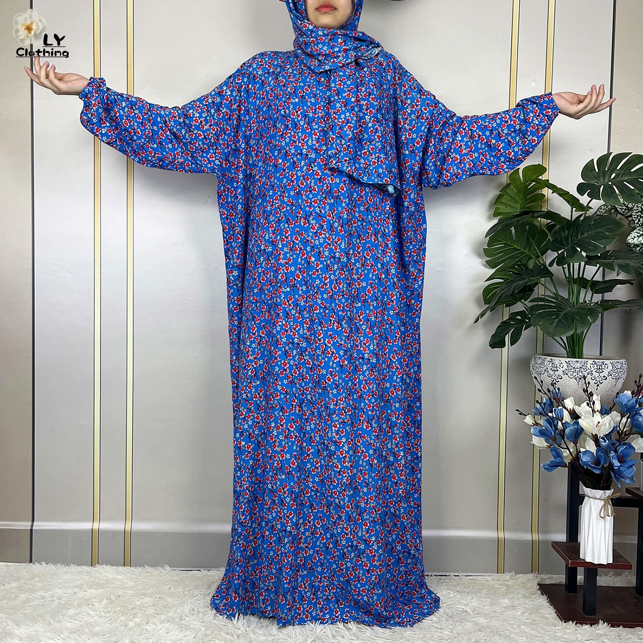 Abaya-Robe africaine à manches longues pour femmes musulmanes, en coton, pour la prière du Ramadan, Turquie, Moyen-Orient, motif floral, écharpe de sauna, nouvelle collection