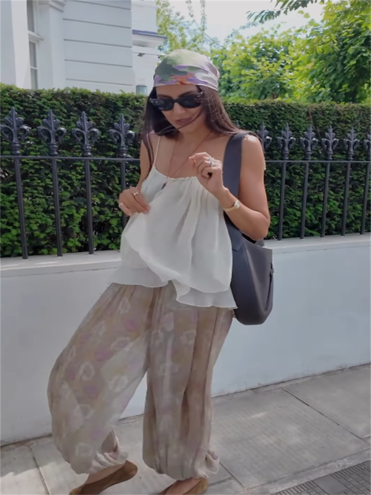 Costume pantalon à volants pour femmes, col en v, dos nu, haut sans manches, taille haute, jambes larges, tenues d'été, vêtements de plage
