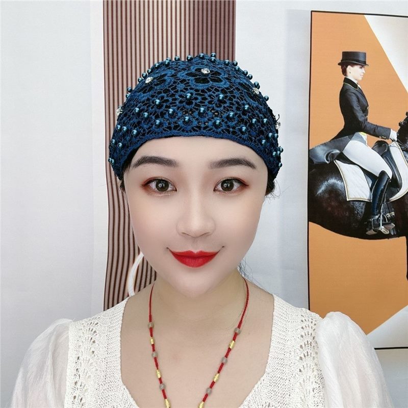 Foulard de tête musulman chapeau Cancer chimio chapeaux Turbante Mujer perles broderie Turban casquette pour femmes été respirant bandeau Bonnet
