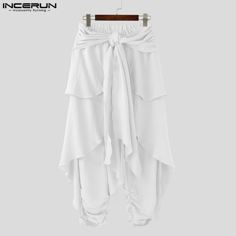 Pantalon décontracté pour homme, mode été printemps, pantalon harem plissé, pantalon long INCERUN, streetwear, vêtements pour homme grande taille S-5XL
