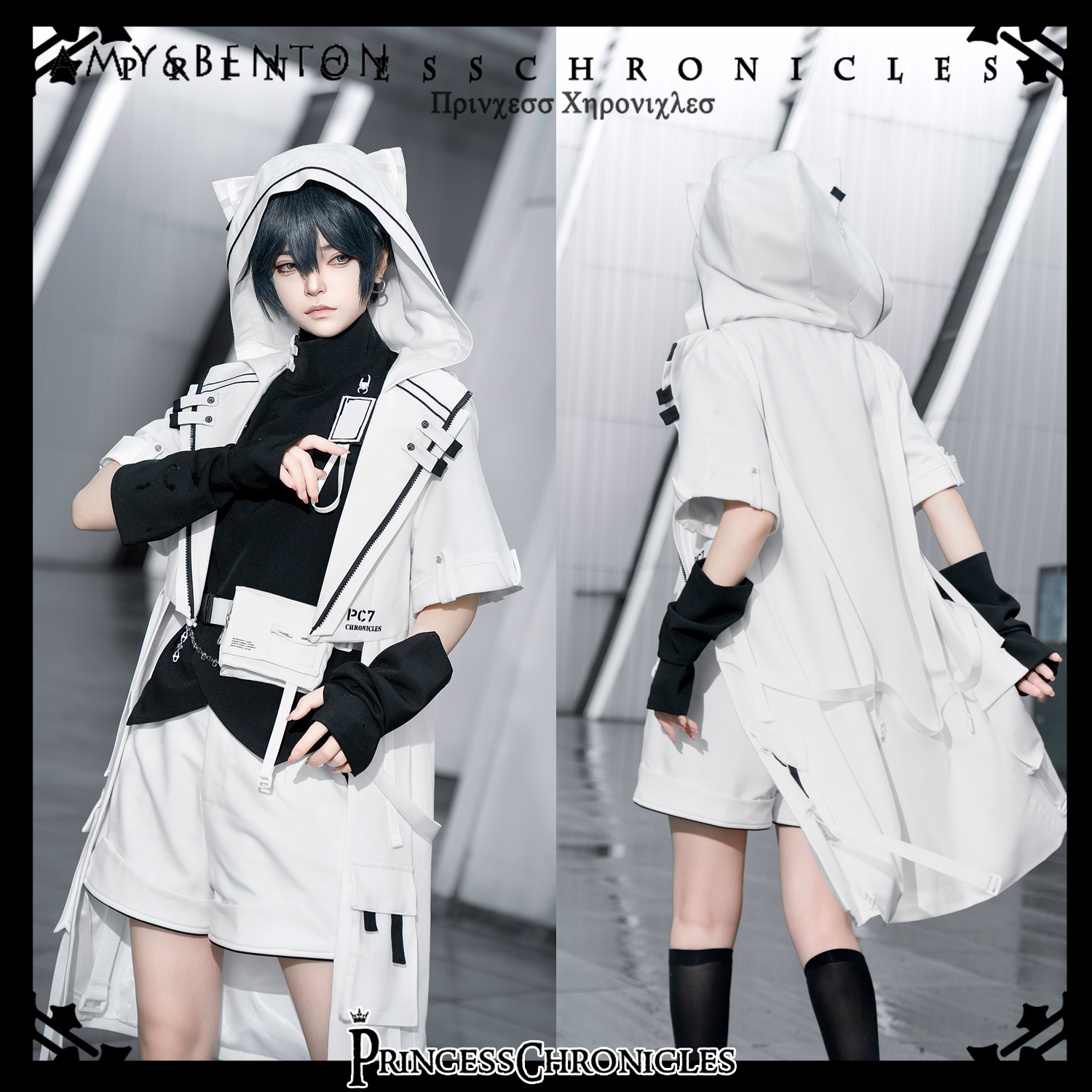 Ensemble de Cosplay Prince Lolita, sous-culture japonaise, Anime, oreilles de chat mignonnes, à capuche, col croisé, manteau Blazer, tenues de Style Goth Harajuku
