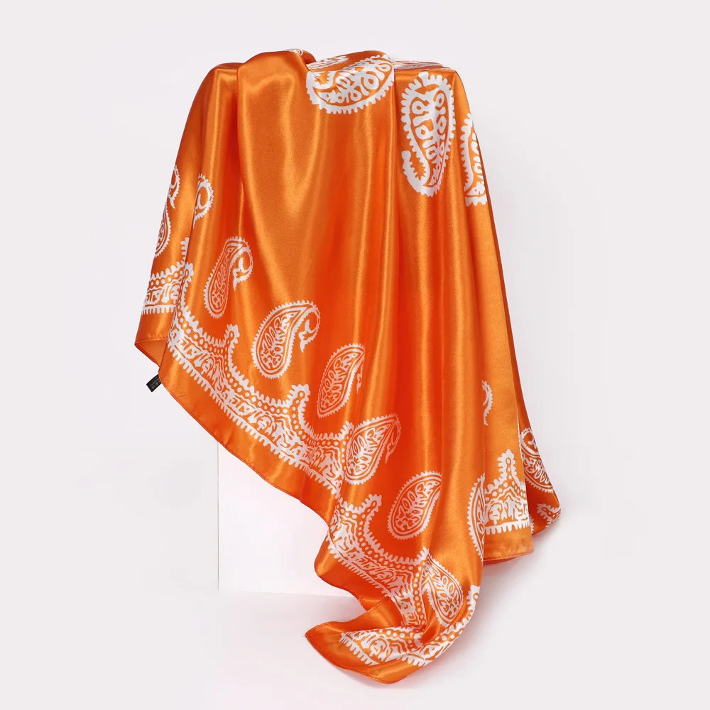 Écharpe Paisley InjSatin pour Femme, Châles Tendance, Enveloppes, Grand Bandana, Tête, Hijab, Carré, Sauna, Bande Cheveux, Dames, 90cm