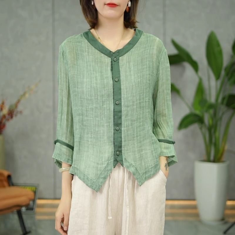 Chemisier simple pour femmes grandes tailles, coton et lin, fin, pour le bureau, mode féminine, nouvelle arrivée, tendance, confortable