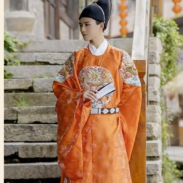 Robe longue Hanfu traditionnelle de la dynastie Ming, imprimé Dragon classique, Style Chiense, Costume de marié de mariage, vêtements de Cosplay d'halloween