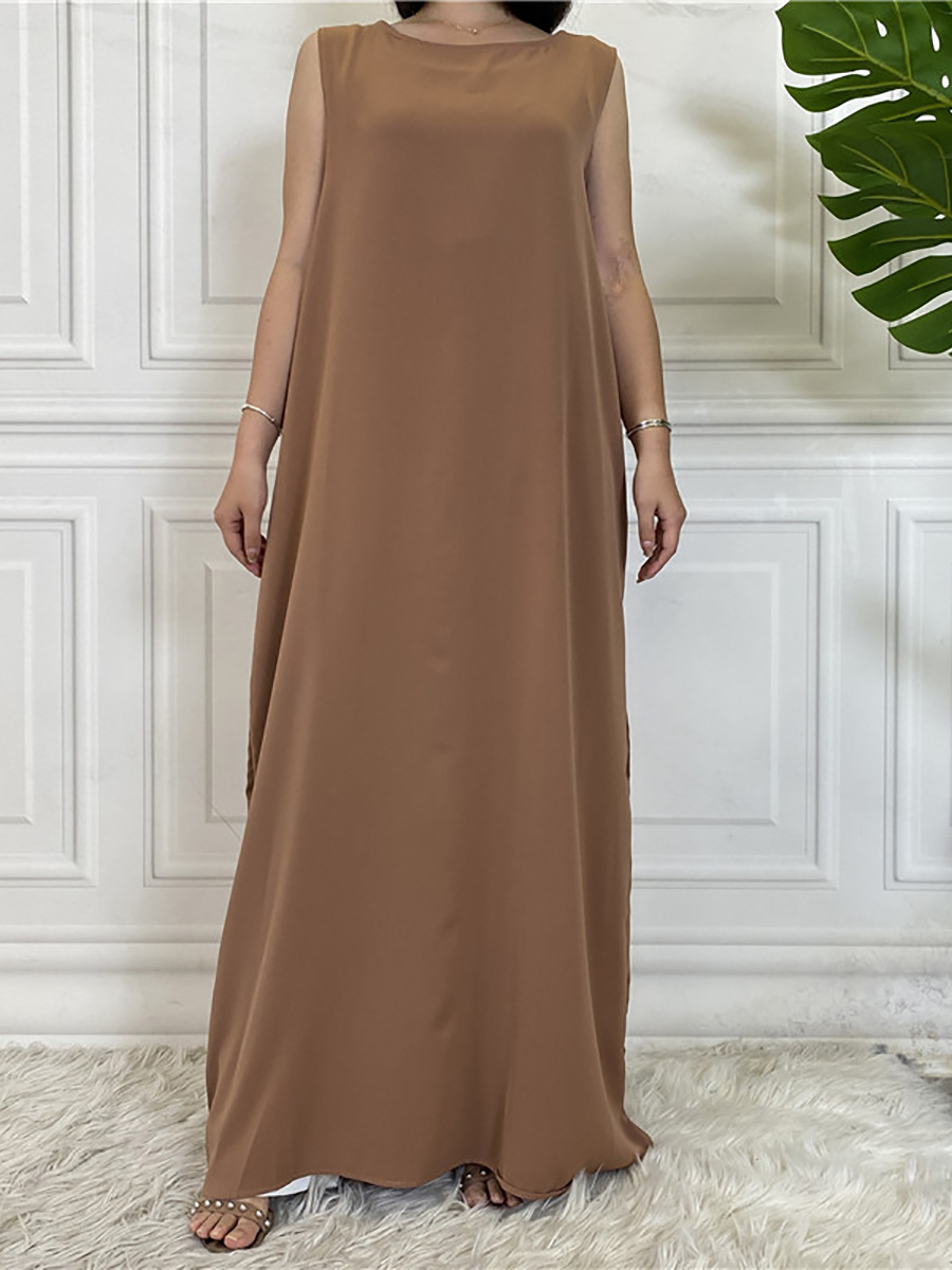 Dubaï Abaya Robe tout-Match tenue décontracté sans manches robes intérieures musulmanes pour les femmes Robe modeste Caftan vêtements islamiques marocains