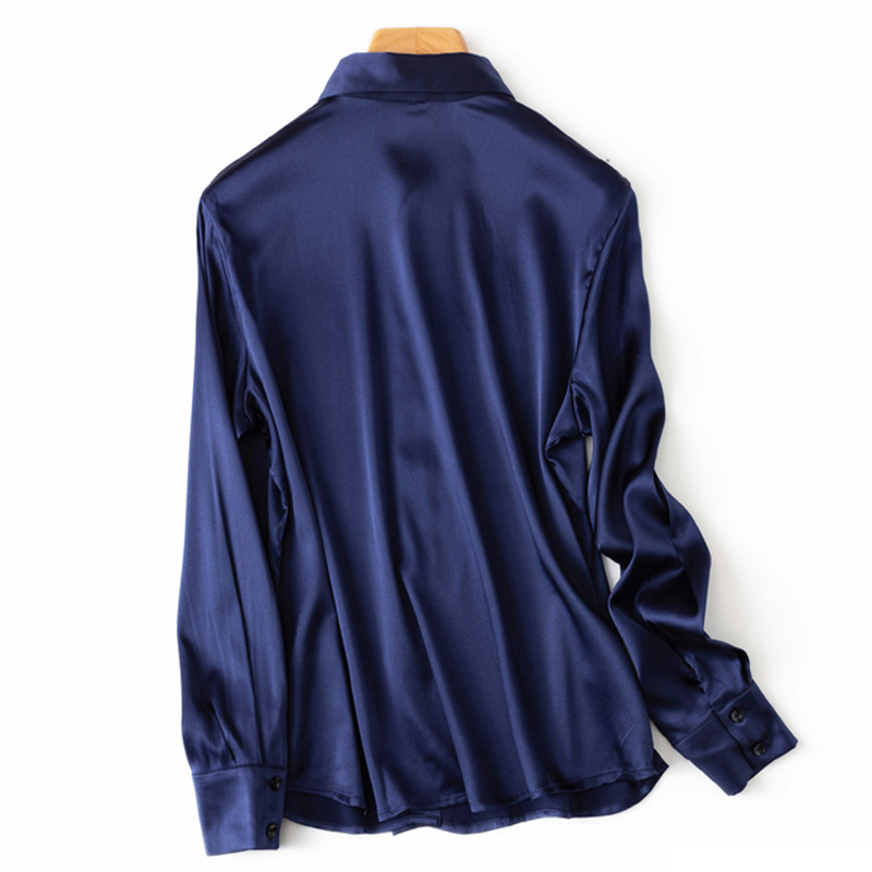 Mulberry-Chemisier à manches longues en satin pour femme, haut de bureau, boutons vers le bas, travail, M, L, XL, MM161, Inj93% IQUE dex, 19 Momme, 7%