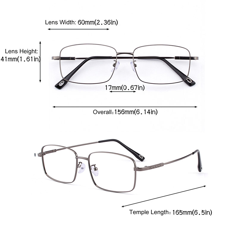 Lunettes pour hommes et femmes, grand visage, monture métallique carrée surdimensionnée, monture complète en titane, lunettes de banlieue au Design Simple