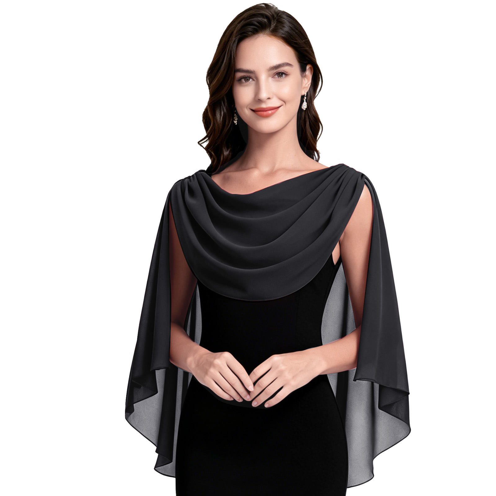 Châles et étoles à col drapé pour femmes, couvre-épaules élégants, capes de soirée en mousseline, accessoires de robe pour mariage et cocktail