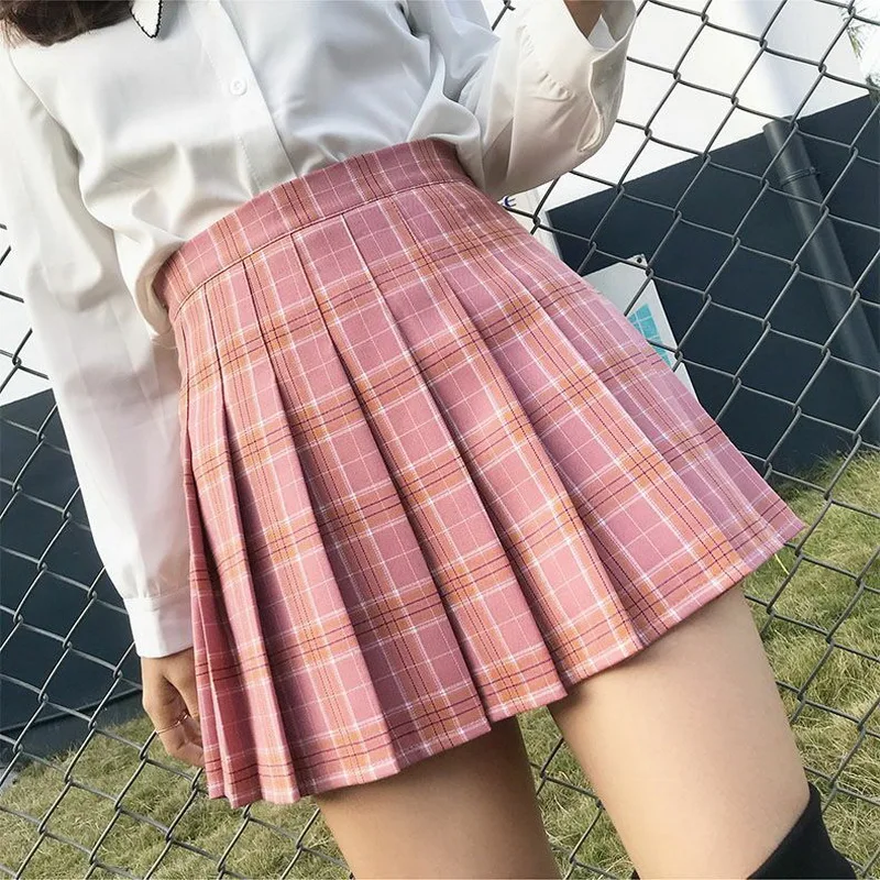 Mini jupes plissées taille haute pour filles, style coréen mignon, plaid d'école, mode, été, 2024