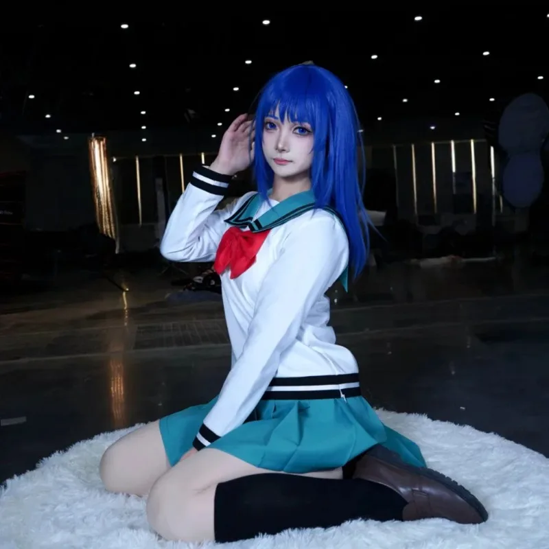 Ensemble de costume de cosplay uniforme de marin japonais style anime, haut à manches longues, jupe plissée, nœud papillon, chaussettes, tenue de jeu de rôle pour femme