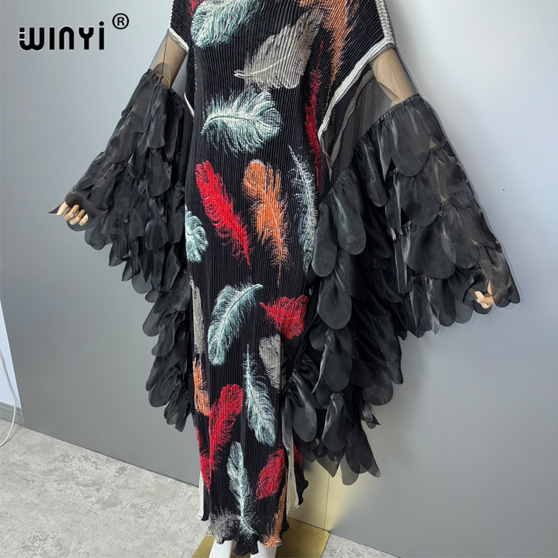 Robe plissée élastique WINYI, tenue de plage, kaftan, abaya, robe de soirée de luxe Dubaï, robe longue pour femme musulmane
