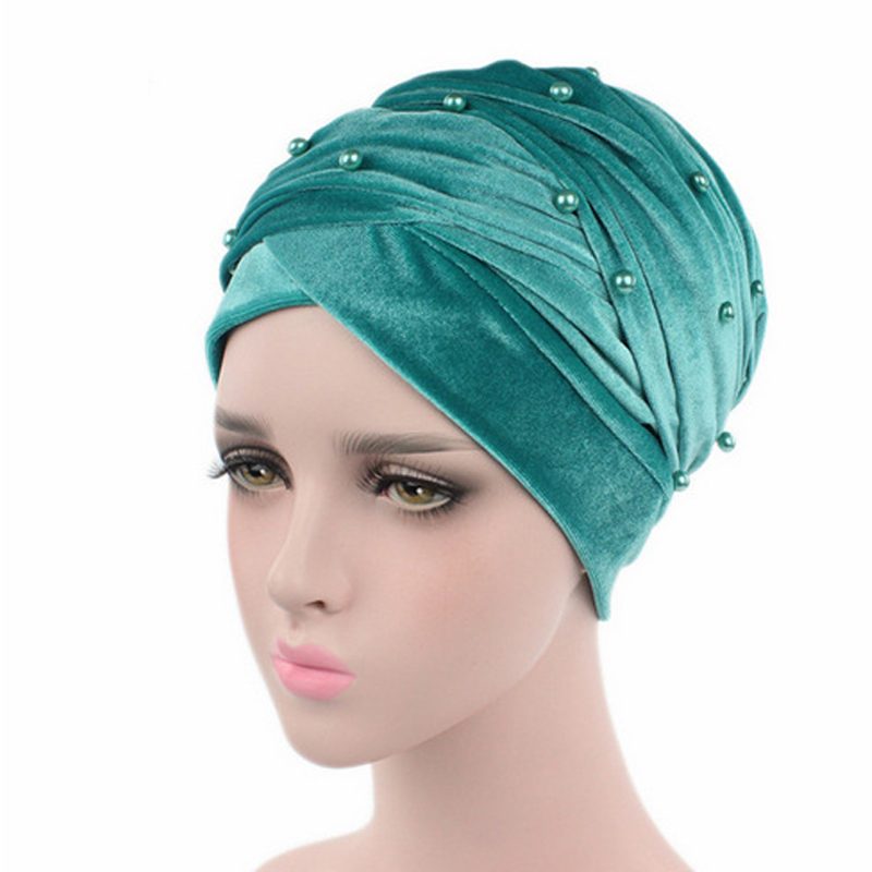 Écharpe turban en velours chaud pour femme, écharpe de sauna à perles, bonnet, chapeau africain et indien, enveloppes de tête pour femme, vêtements de sauna islamiques, hijab